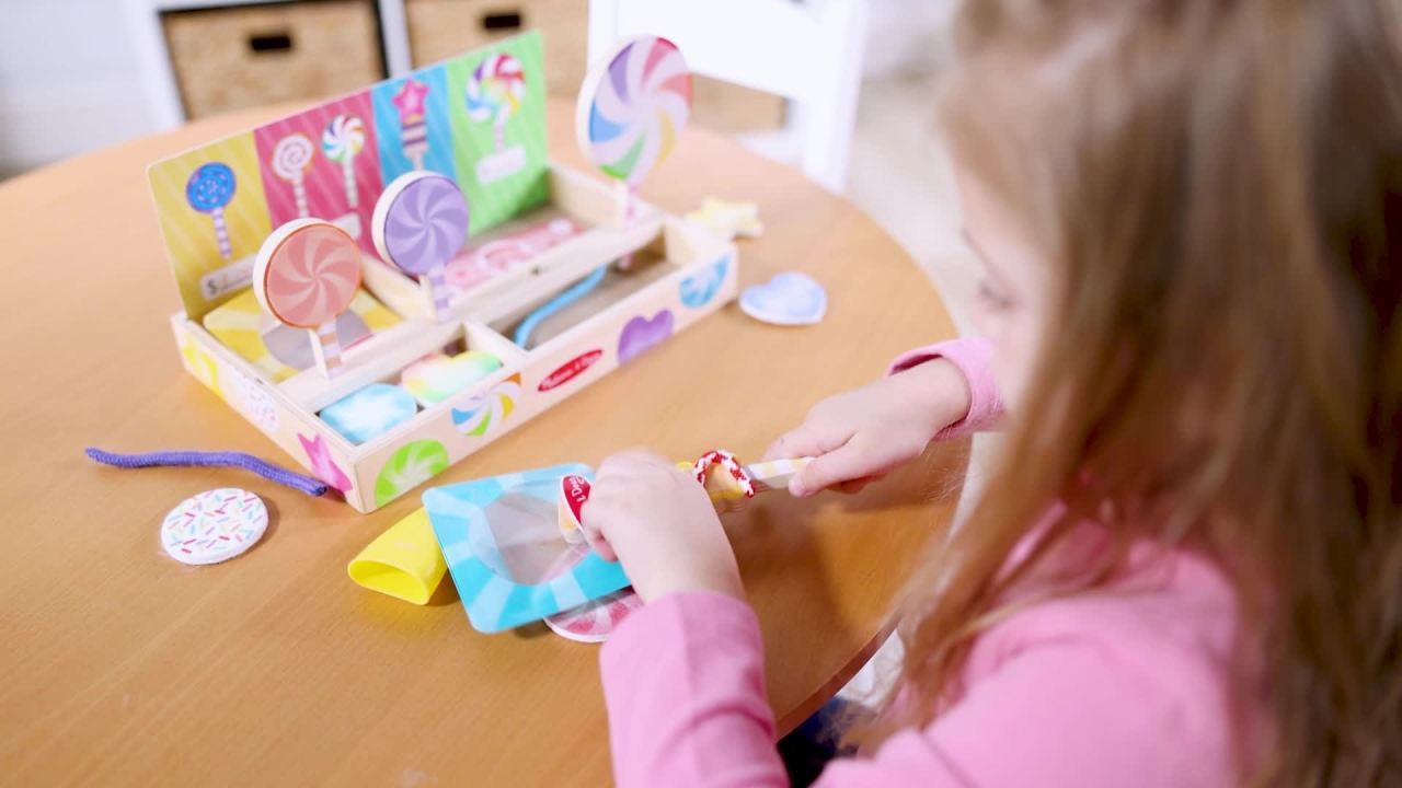 thumbnail video image 2 of Melissa & Doug Wooden Lollipop Play Set for Preschool Girls and Boys 3+ - FSC Certified, 2 of 10