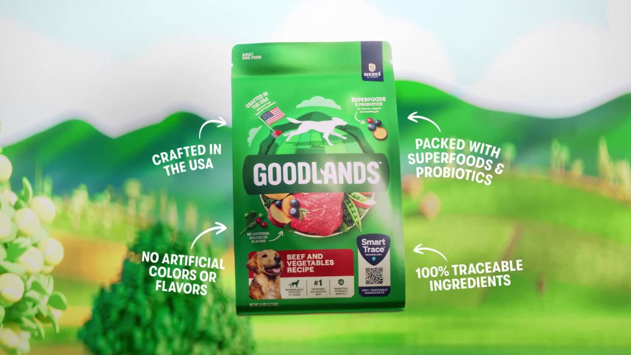 thumbnail video image 2 of Goodlands Cage-Free Chicken & Vegetable Flavor, Dry Adult Dog Food with Probiotics, 14 lb Bag, 2 of 15