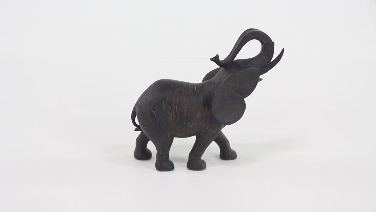 thumbnail video image 2 of 12" x 10" Gray Polystone Elephant Sculpture, by DecMode, 2 of 10