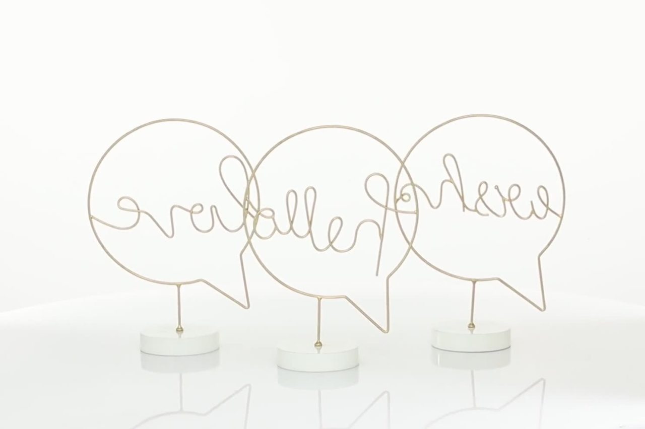 thumbnail video image 2 of DecMode Sign Hello, Love, Wish Wooden Decorative Sign with Text Bubble Design, 3-Pieces, 2 of 10