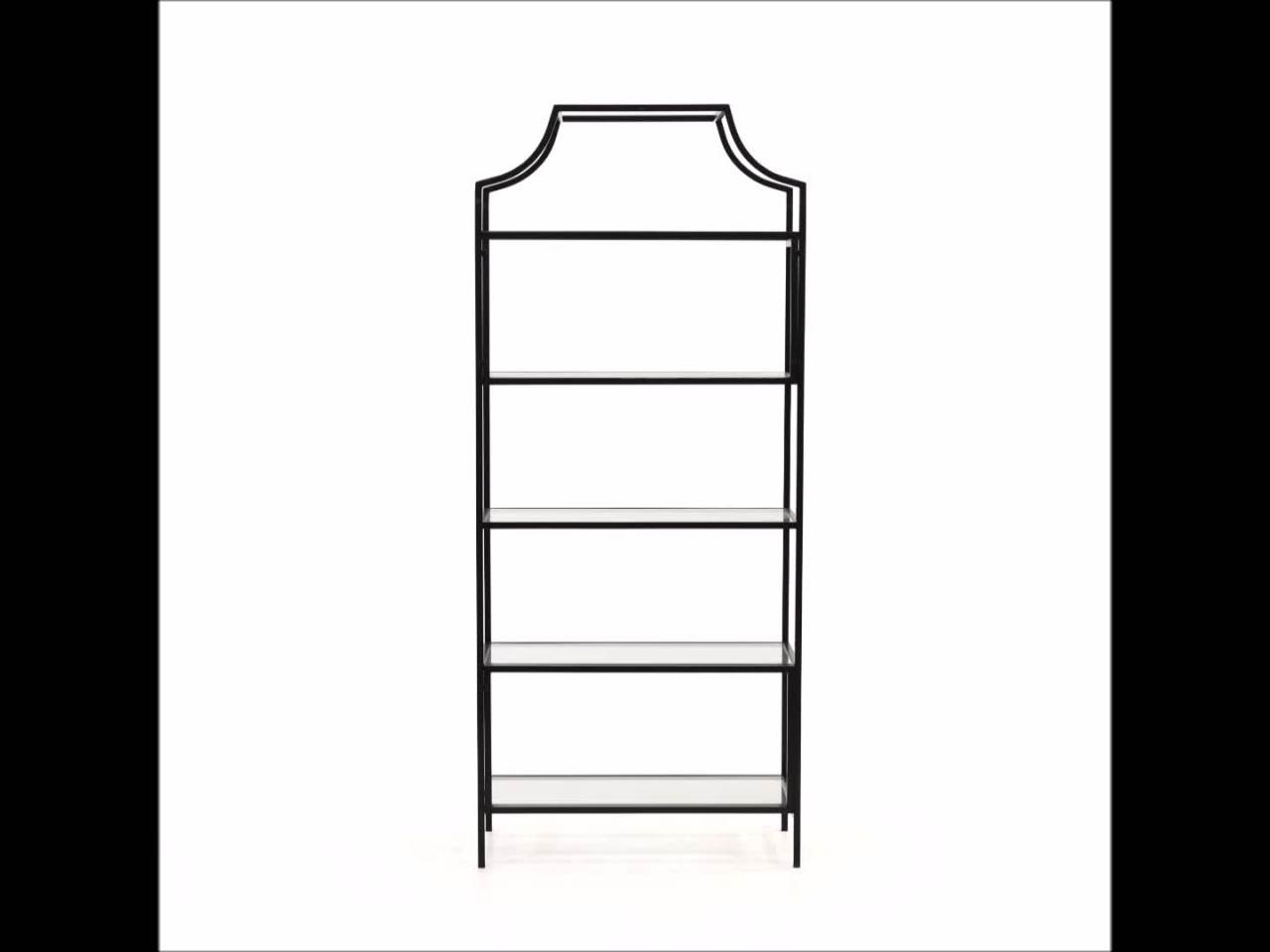 thumbnail video image 2 of Sauder Harvey Park 5-Shelf Metal Framed Glass Bookcase, Black Finish, 2 of 12