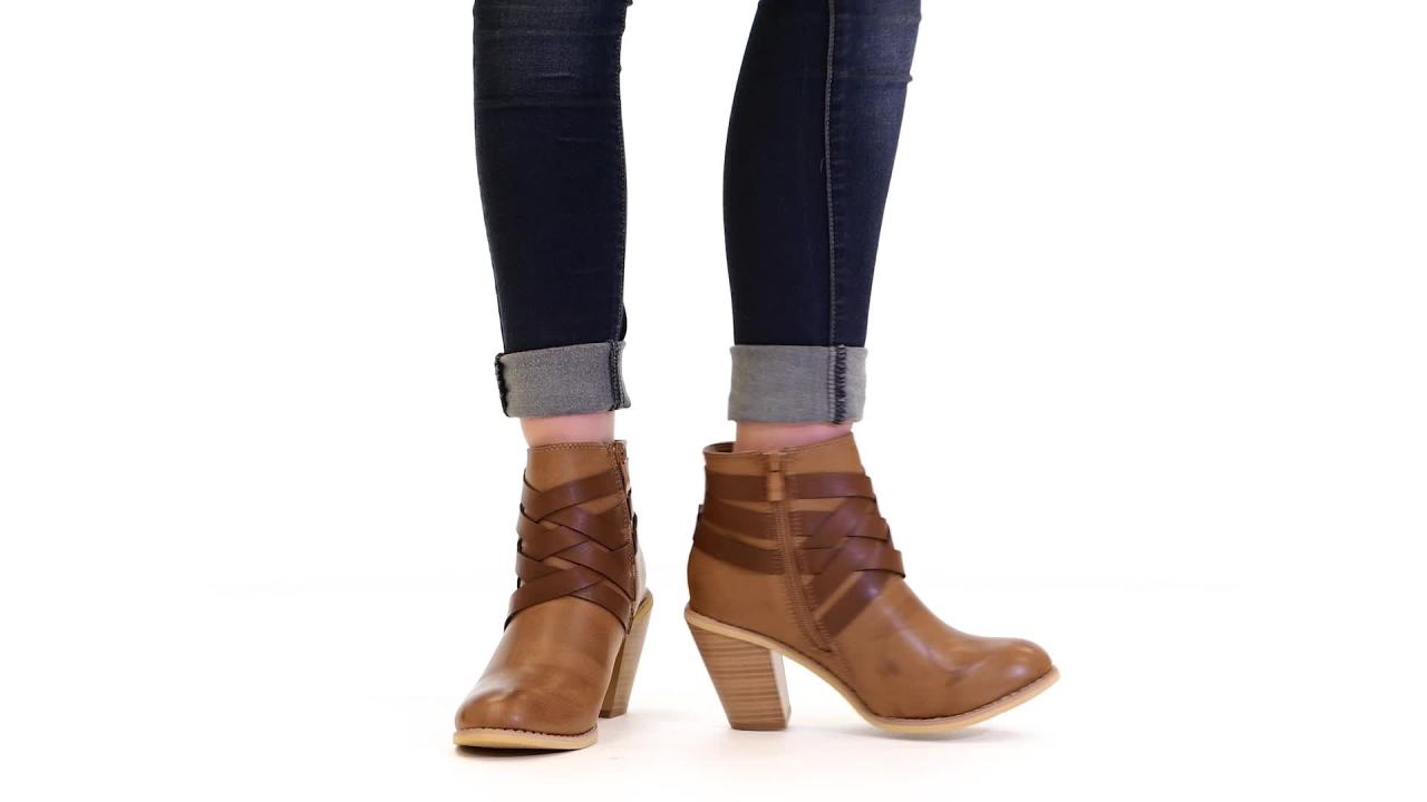 thumbnail video image 2 of Journee Womens Strap Inside Zip Stacked Heel Booties, Widths Available, 2 of 10