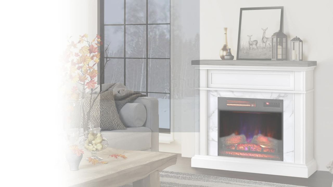 thumbnail video image 2 of duraflame® Wall Mantel Electric Fireplace, Bright White, 2 of 11