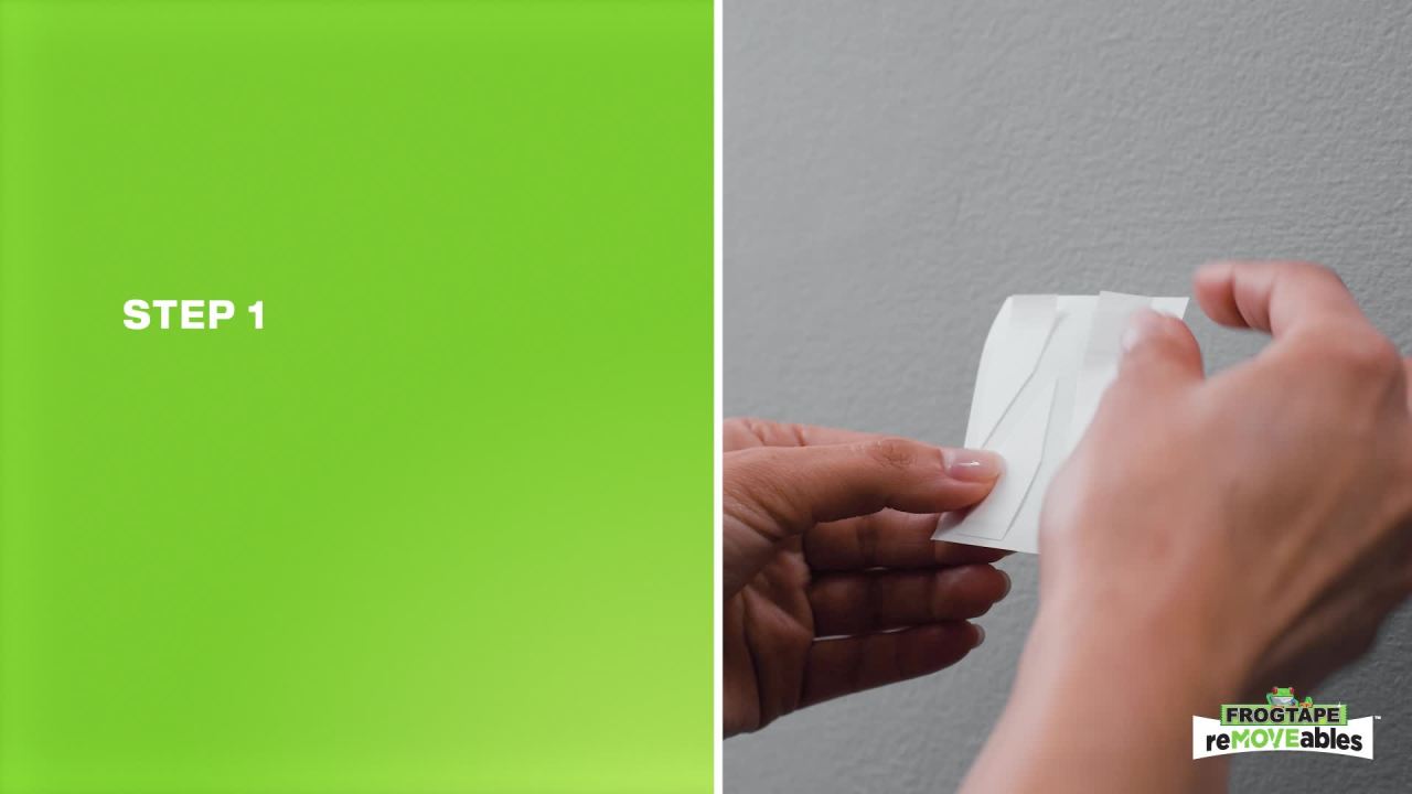 thumbnail video image 2 of FrogTape reMOVEables Poster Strips, 16 Mounting Strips, 0.5 lbs. Max Per Strip, 2 of 11
