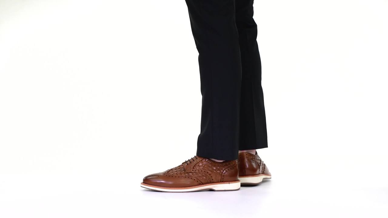 thumbnail video image 2 of Thomas & Vine Mens Radcliff Wide Width Tru Comfort Foam Lace-up Woven Wingtip Derby, 2 of 7