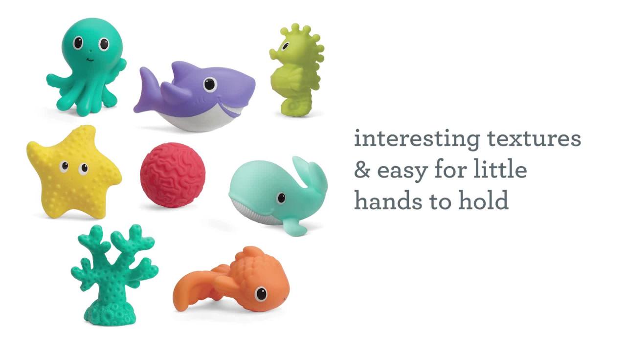 thumbnail video image 2 of Infantino Aquarium Bath Squirters, Sea Life Pals Water Toys, 8 Pieces, 2 of 6
