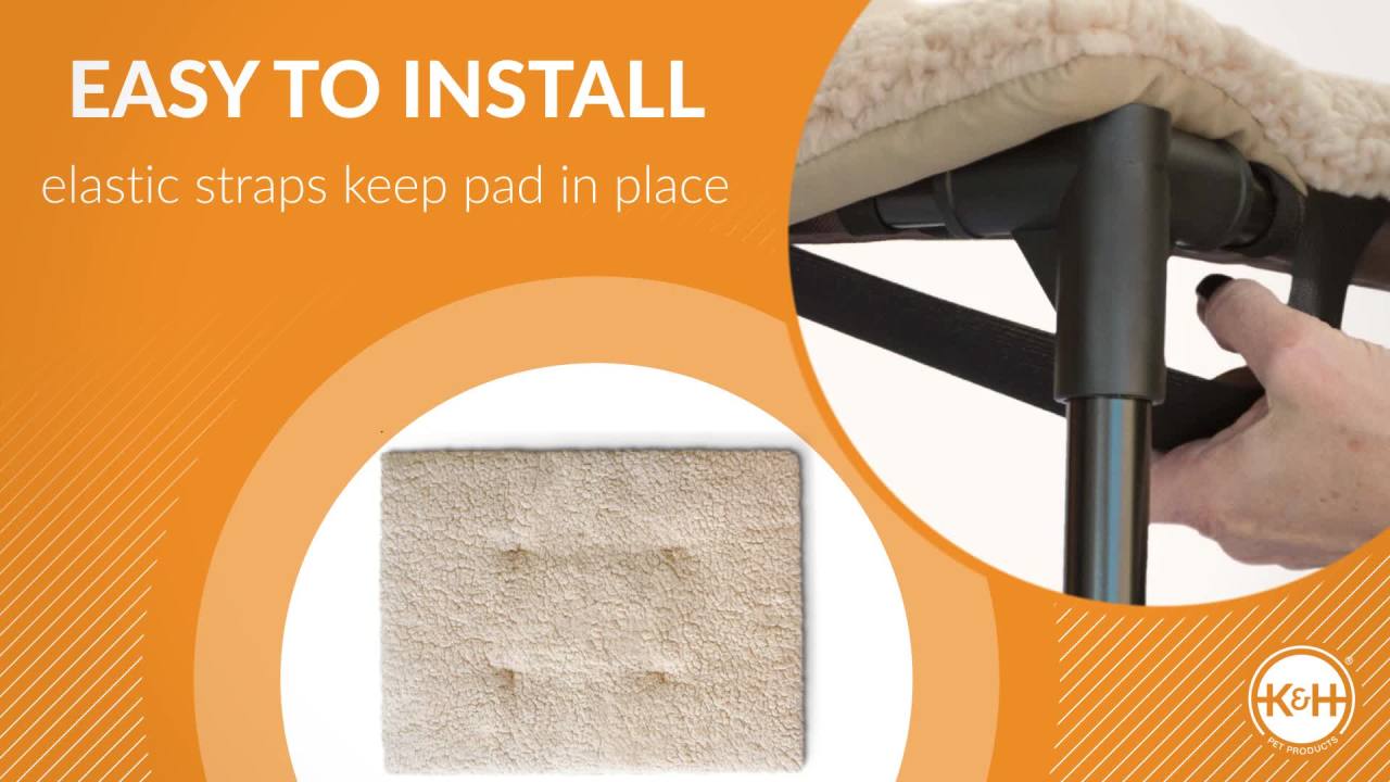 thumbnail video image 2 of K&H Pet Products Original Pet Cot Pad (Cot Sold Separately) Tan Small 22 X 17 Inches, 2 of 7