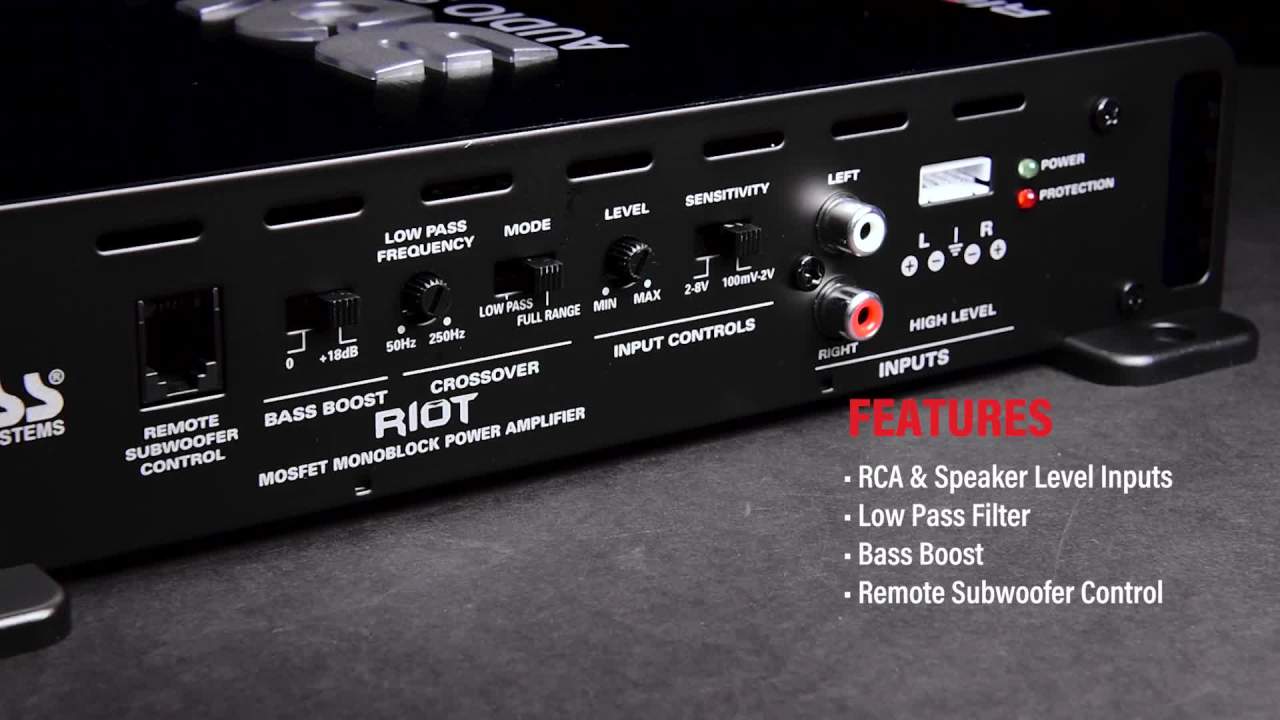 thumbnail video image 2 of Boss Audio R1100M Riot 1100W Monoblock A/B Car Audio Amplifier Bass Remote, 2 of 19
