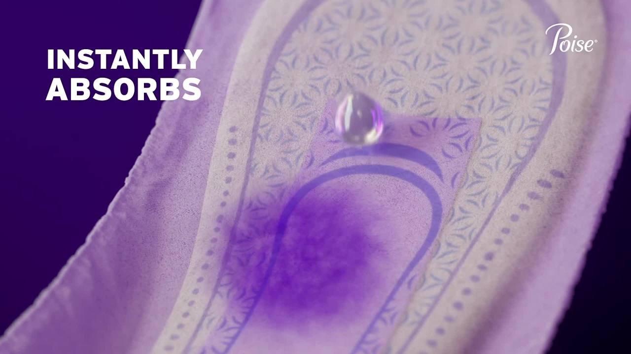 thumbnail video image 2 of Poise Incontinence Pads for Women, 3 Drop Light Absorbency, Regular Length, 30 Count, 2 of 8