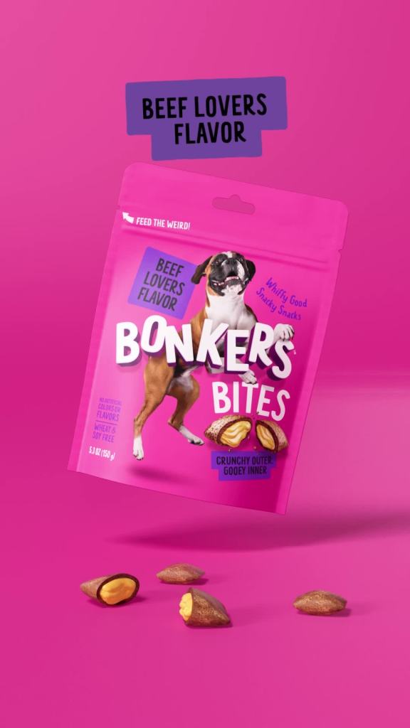 thumbnail video image 2 of BONKERS Bites Beef Lovers Flavor Crunchy & Soft Treats for Dogs, 5.3oz Bag, 2 of 14