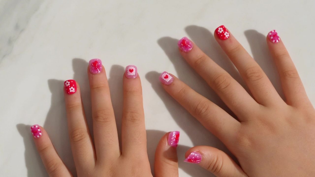 thumbnail video image 2 of Kiss Impress MINI Valentine’s Day Press On Nails, Awesome, Pink Squoval, 30 Count, 2 of 12