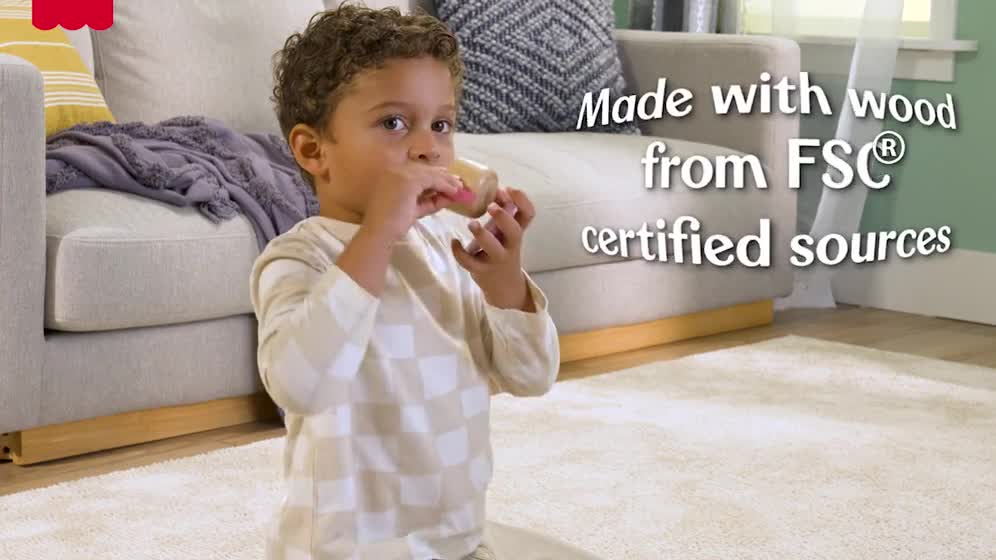 thumbnail video image 2 of Fisher-Price Wooden Picnic Tea Set for Kids with Blanket, Wood Cups & Saucers, 18 Pieces, 2 of 7