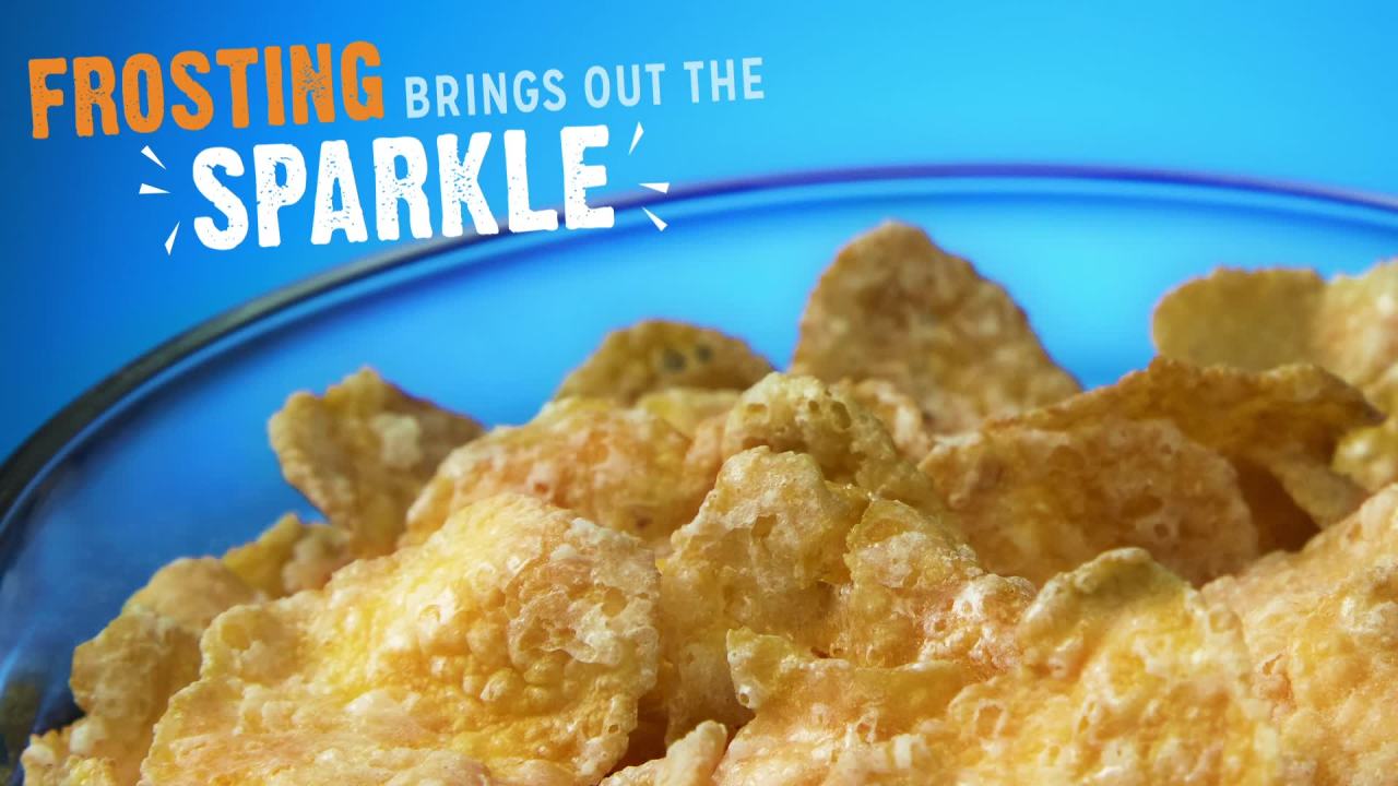 thumbnail video image 2 of Kellogg's Frosted Flakes Chocolate Milkshake Breakfast Cereal Family Size Box, 22.2 oz, 2 of 14