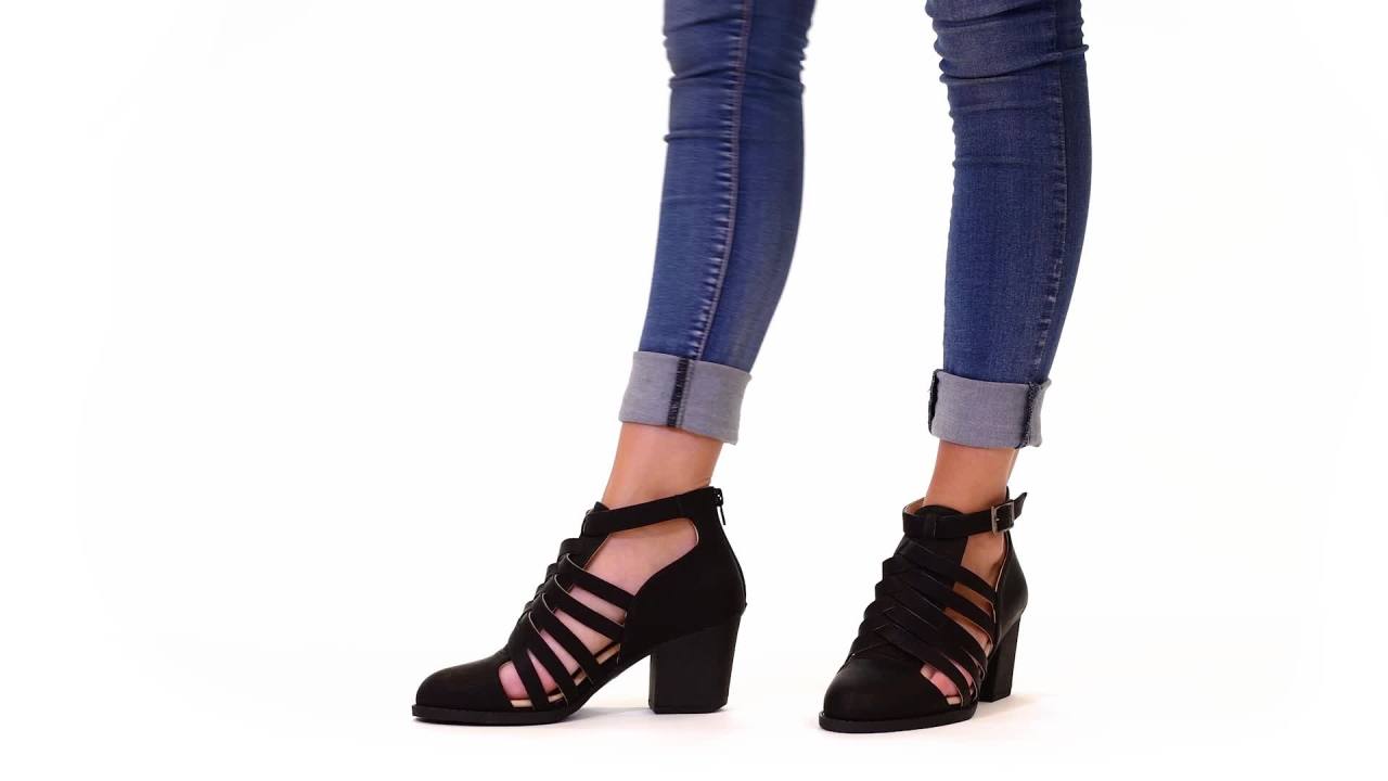 thumbnail video image 2 of Brinley Co. Comfort Distressed Caged Bootie (Women's), 2 of 8