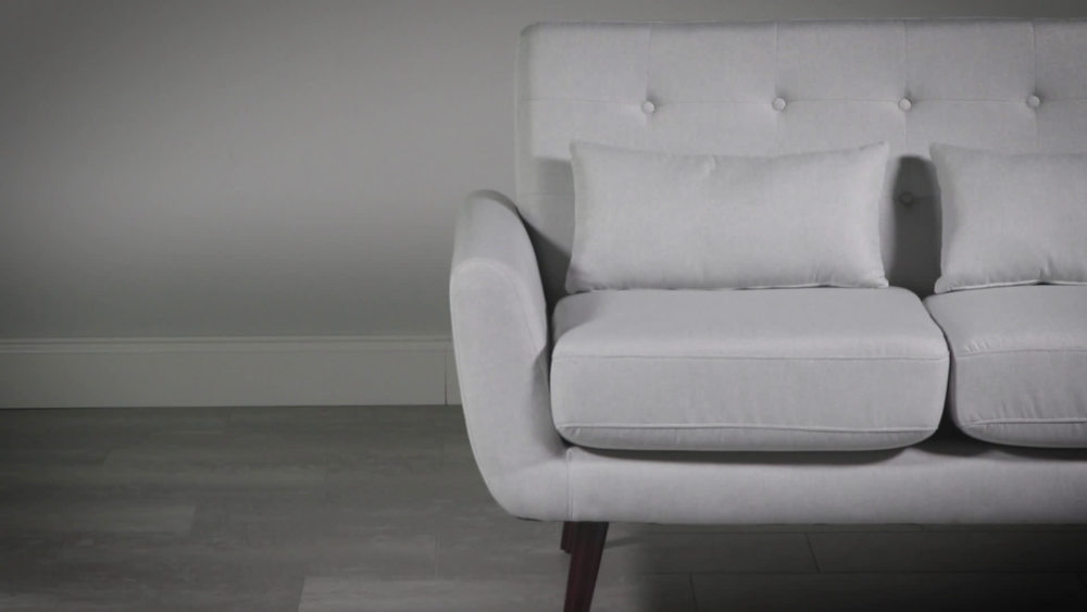 OFM Mid Century Modern Tufted Fabric Loveseat Sofa, Lumbar Support Pillows