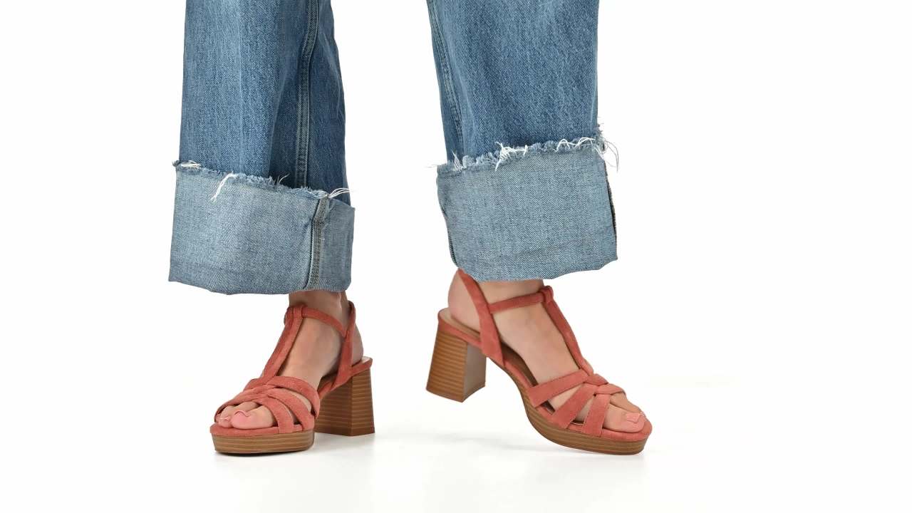 thumbnail video image 2 of Journee Womens Alyce Faux Leather Platform Dress Sandals, 2 of 10