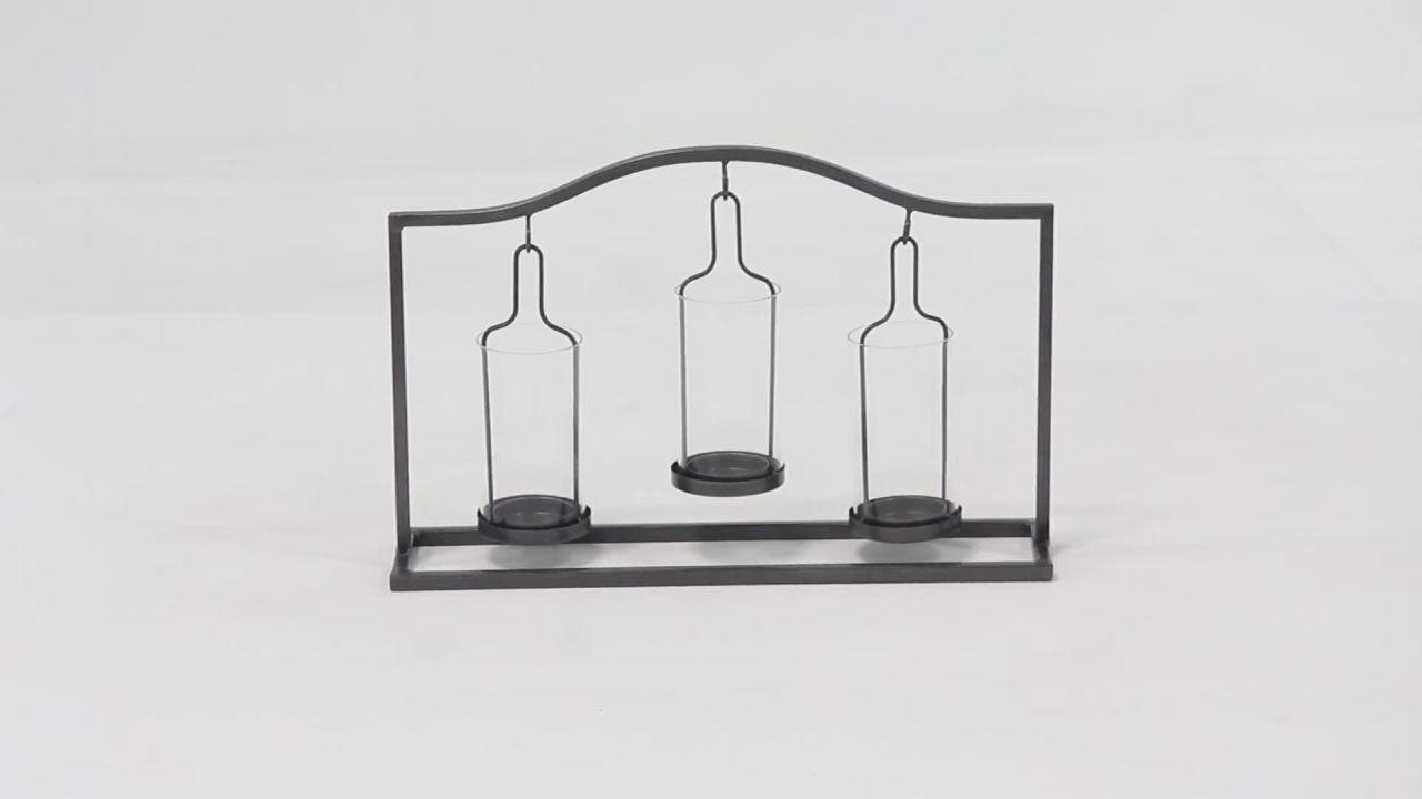 thumbnail video image 2 of DecMode  16"W, 11"H Farmhouse Candlestick, Black, 1 - Piece, 2 of 9