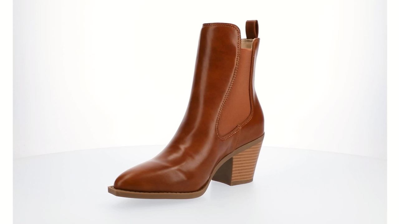thumbnail video image 2 of Journee Rosemary Western Pointed Toe Cuban Heel Casual Comfort Chelsea Booties, 2 of 9