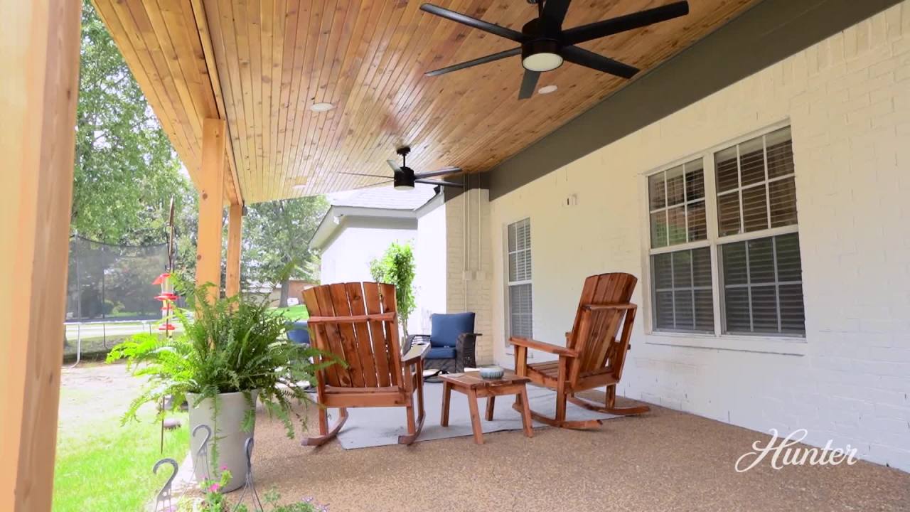 thumbnail video image 2 of Hunter 60 inch Outdoor or Indoor Ceiling Fan with LED Light - Ceiling Fan with Wall Control, For Patio, Garage, or Porch, Quiet, Standard Mount, 6 Blades - Solaria 59625, Matte Silver, 2 of 18