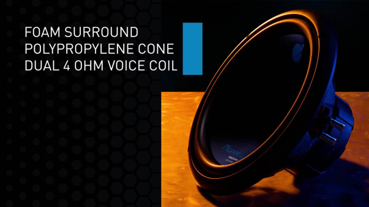 thumbnail video image 2 of Planet Audio AC12D Anarchy Series 12 inch Car Audio Subwoofer - 1800 Watts Max, Dual 4 Ohm Voice Coil, Sold Individually, for Truck Boxes and Enclosures, Hook up to Amplifier, 2 of 12