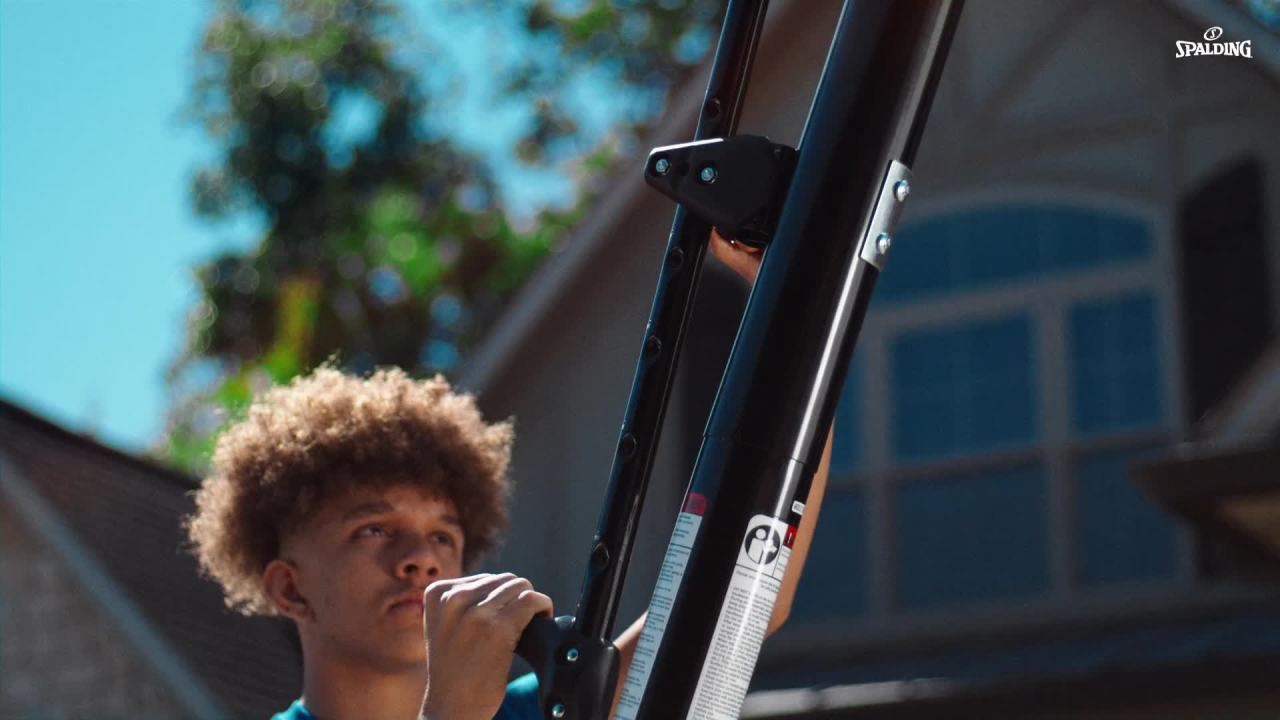 Spalding 54 inch Shatter-proof Polycarbonate Exacta Height® Portable Basketball Hoop System