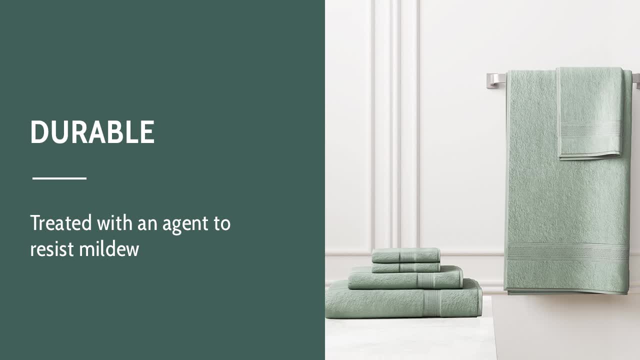 thumbnail video image 2 of Seed & Stone Ultra-Soft 30% Recycled Cotton Bath Towels, 100% Cotton, 6-Piece Towel Set, Sage Green, 2 of 12