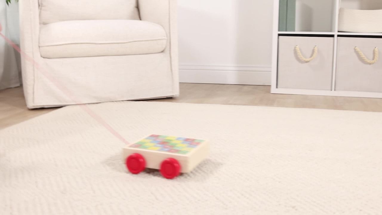 thumbnail video image 2 of Melissa & Doug Classic ABC Wooden Block Cart Educational Toy With 30 1-Inch Solid Wood Blocks, 2 of 10