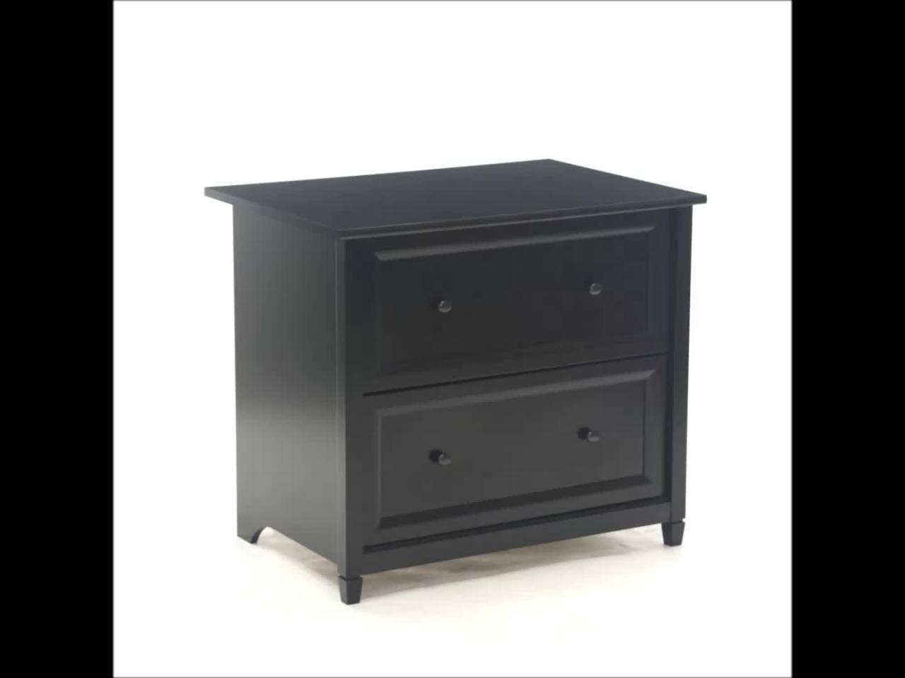 thumbnail video image 2 of Sauder Edge Water 2-Drawer File Cabinet, Black Finish, 2 of 8