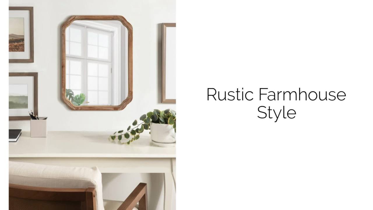 thumbnail video image 2 of Kate and Laurel 24 x 24 Wall Mirror, Brown, 2 of 8