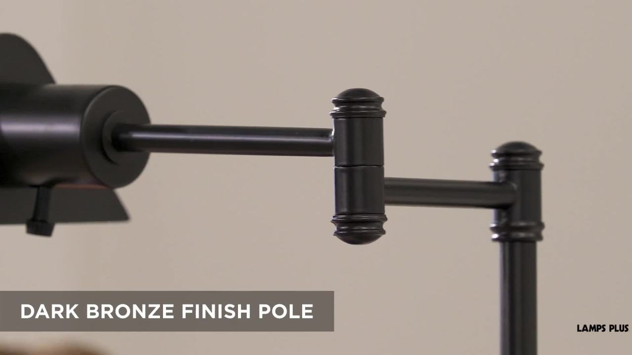 thumbnail video image 2 of Regency Hill Jenson Traditional Pharmacy Swing Arm Floor Lamp 54" Tall Adjustable Dark Bronze Metal Shade for Living Room Reading Bedroom Office, 2 of 10