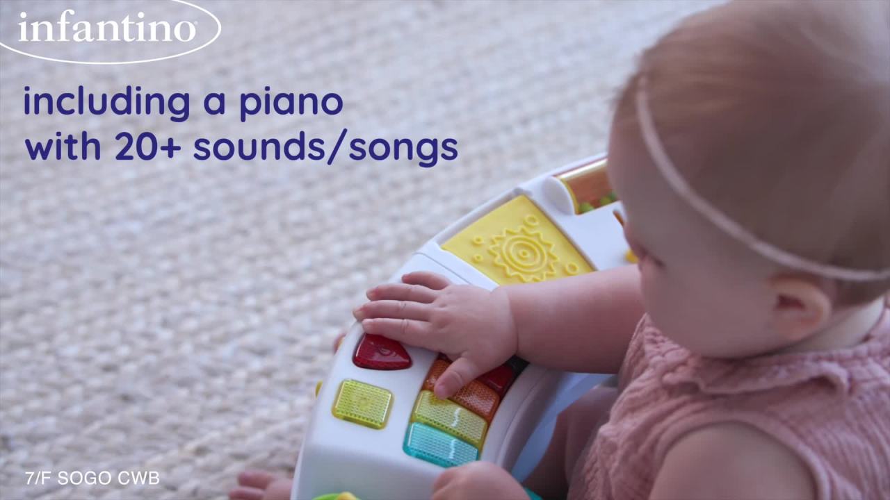 thumbnail video image 2 of Infantino Music & Lights 3-in-1 New Discovery Baby Seat and Booster, Unisex Baby 4-48 Months, Teal, 2 of 6