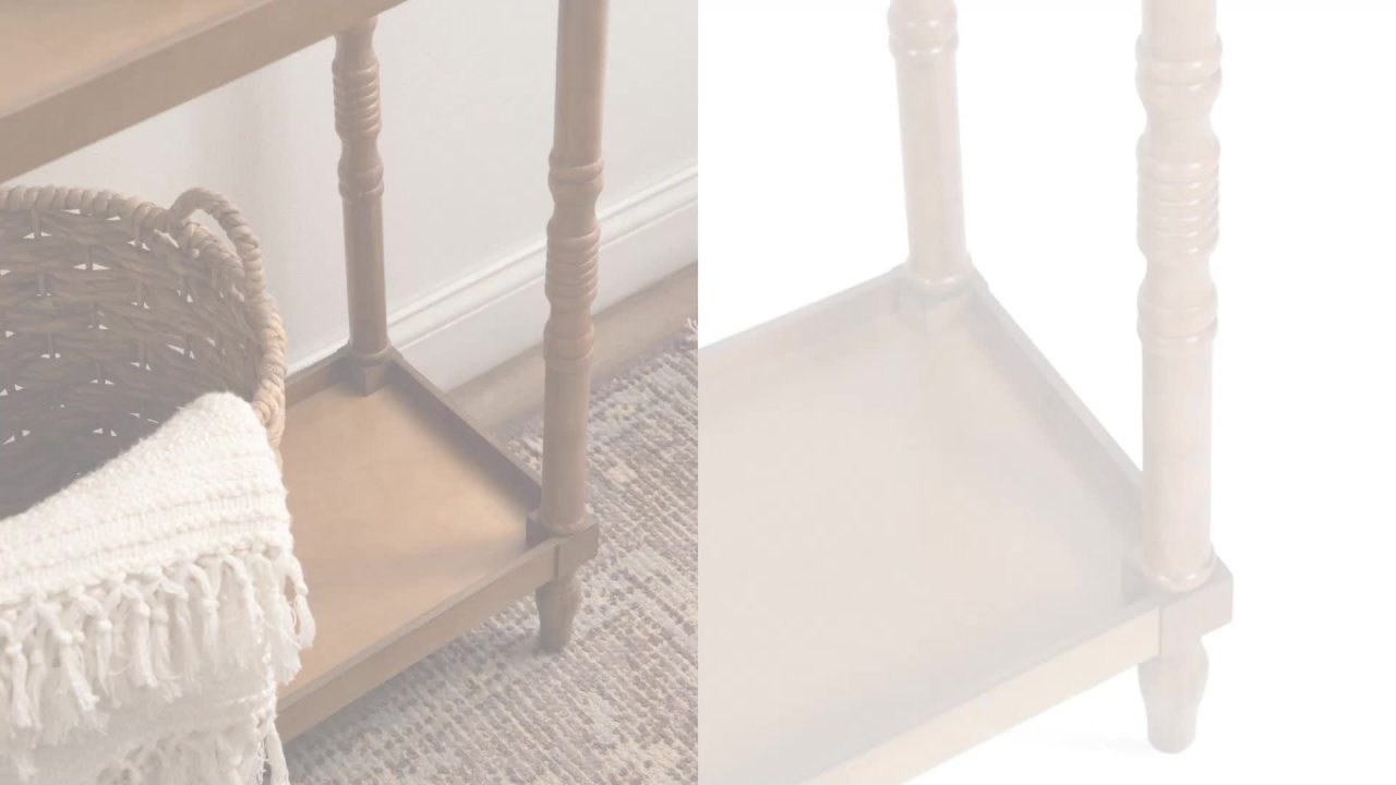 thumbnail video image 2 of Kate and Laurel Bellport Farmhouse Rectangle Console Table, 34 x 12 x 30, Rustic Brown, Vintage Inspired Rectangular Entryway Table for Use as Entry Storage and Display, 2 of 10