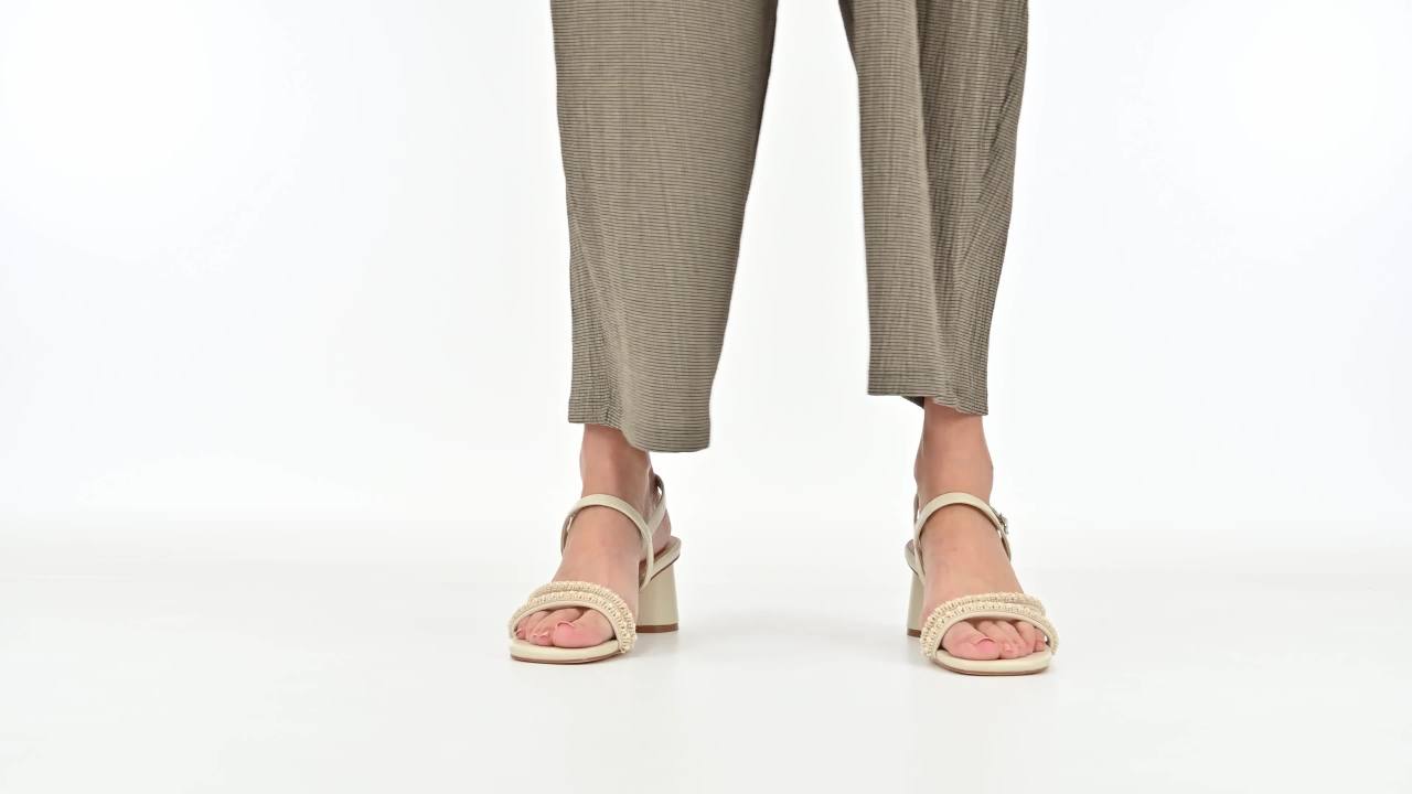 thumbnail video image 2 of Journee Womens Lornnah Beaded Strap Heeled Dress Sandals, 2 of 10