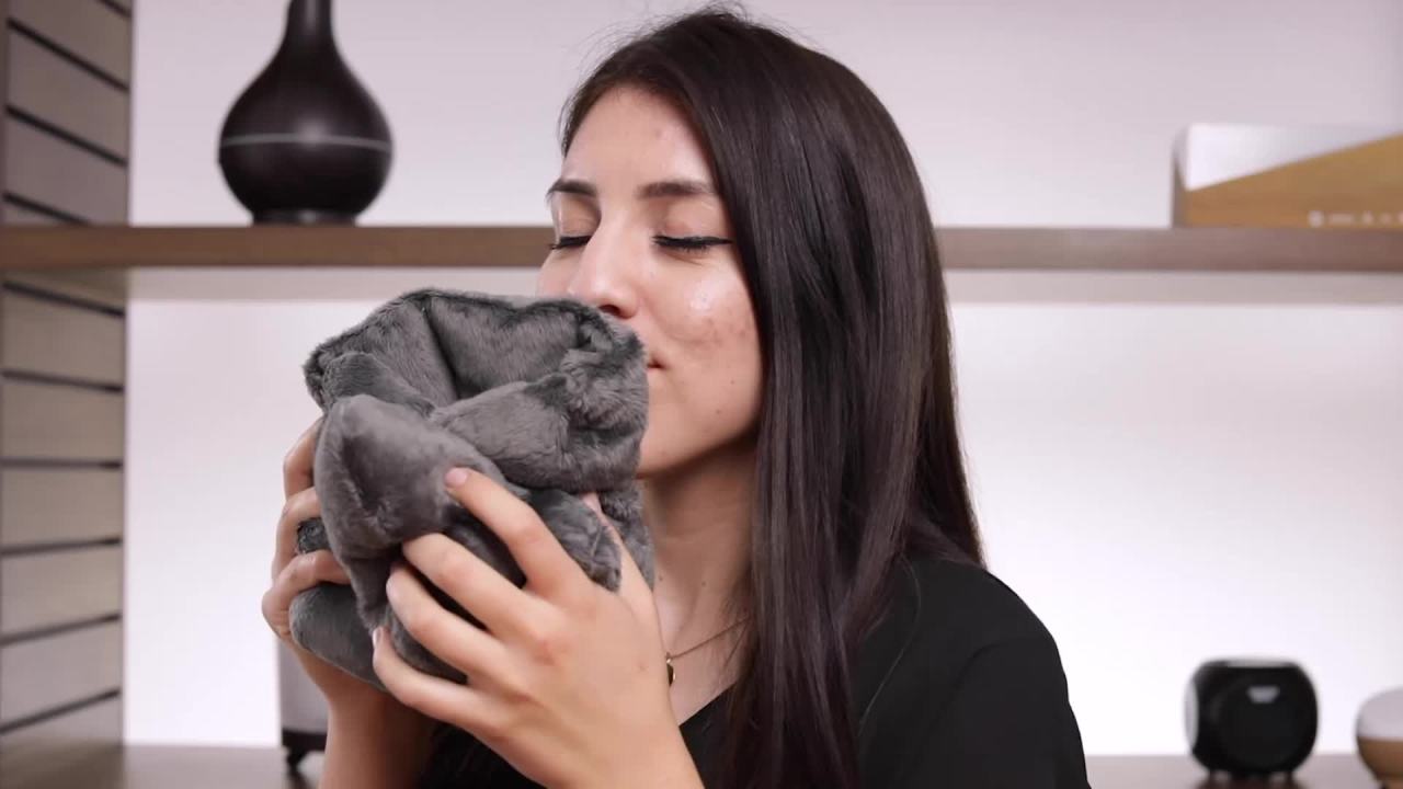 thumbnail video image 2 of Sharper Image® Hot & Cold Herbal Aromatherapy Neck & Shoulder Plush Wrap Pad for Soothing Muscle Pain and Tension Relief Therapy, 100% Natural Lavender & Herb Spa Blend, Use in Microwave or Freezer, 2 of 11