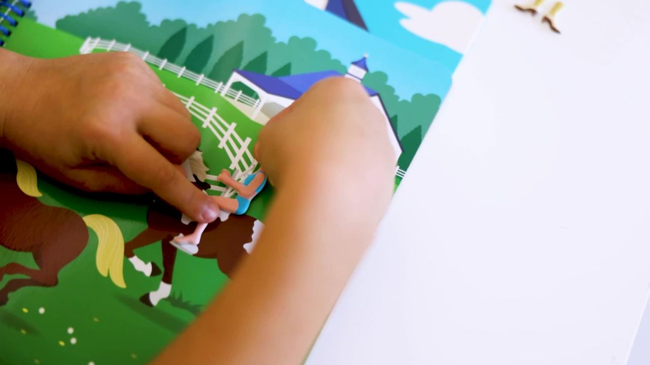 thumbnail video image 2 of Melissa & Doug Puffy Sticker Activity Book: Riding Club - 139 Reusable Stickers - FSC Certified, 2 of 10