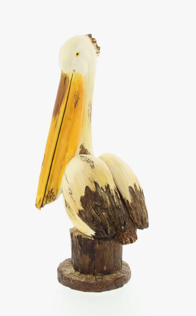 thumbnail video image 2 of 7" x 18" Cream Polystone Pelican Sculpture, by DecMode, 2 of 13