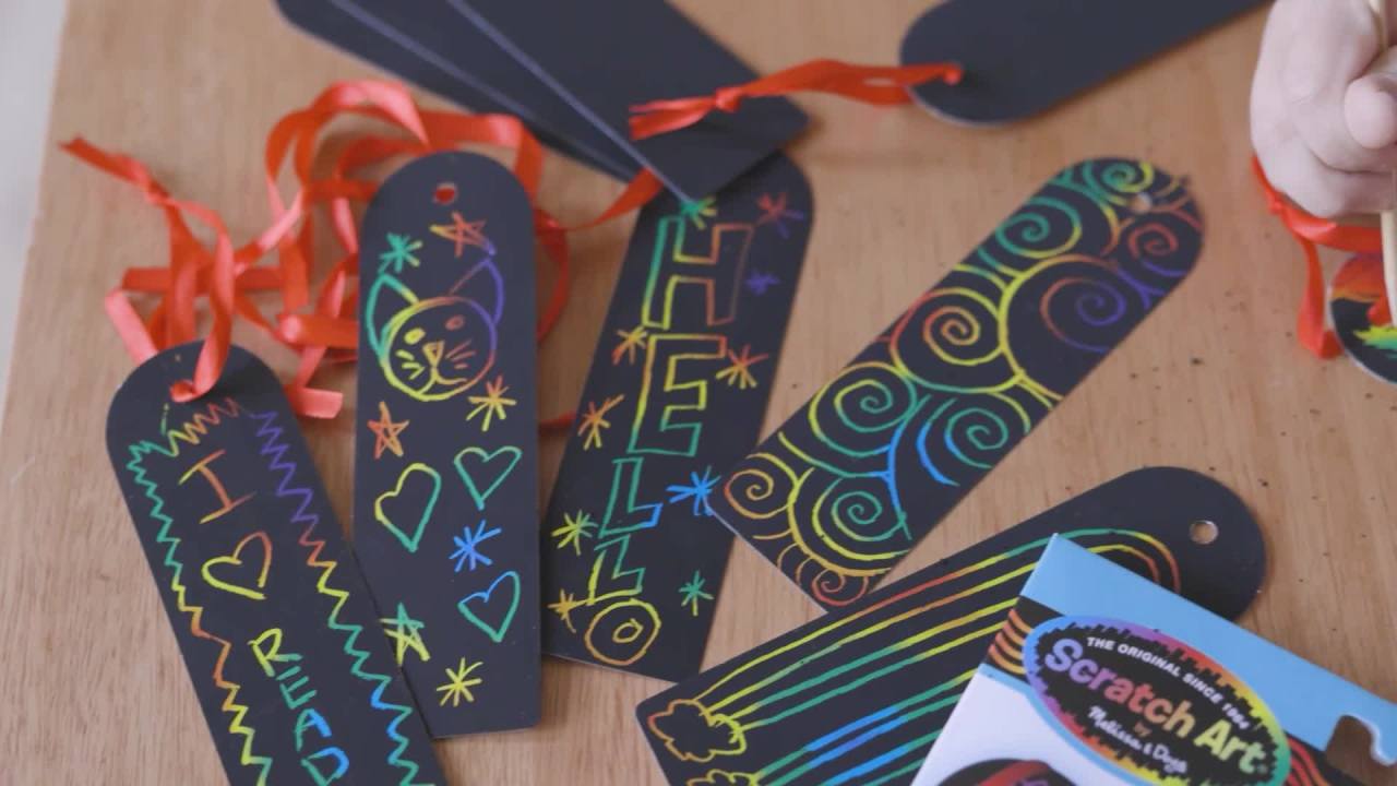 thumbnail video image 2 of Melissa & Doug Scratch Art Bookmark Party Pack Activity Kit - 12 Bookmarks - FSC Certified, 2 of 10