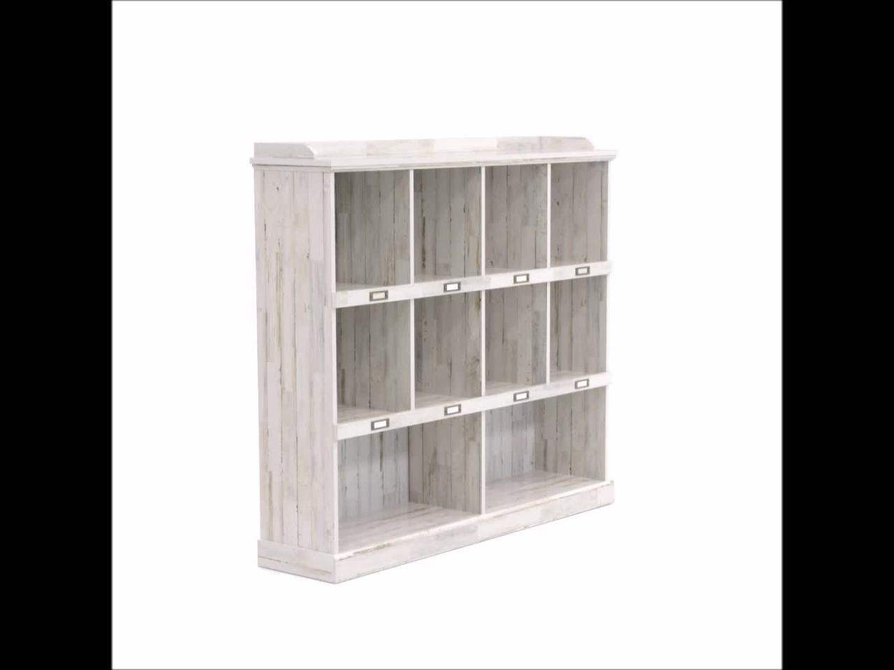 thumbnail video image 2 of Sauder Barrister Lane 10-Cube Bookcase, White Plank Finish, 2 of 14