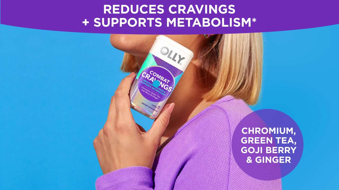 thumbnail video image 2 of OLLY Combat Cravings Capsules, Metabolism Support* Supplement, Chromium Picolinate, Green Tea Extract, 30 Ct, 2 of 11