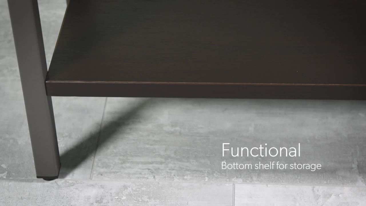 thumbnail video image 2 of OFM 70003-BLK-ESP 44 in. Core Collection Modern Console Table with Shelf, Espresso, 2 of 14