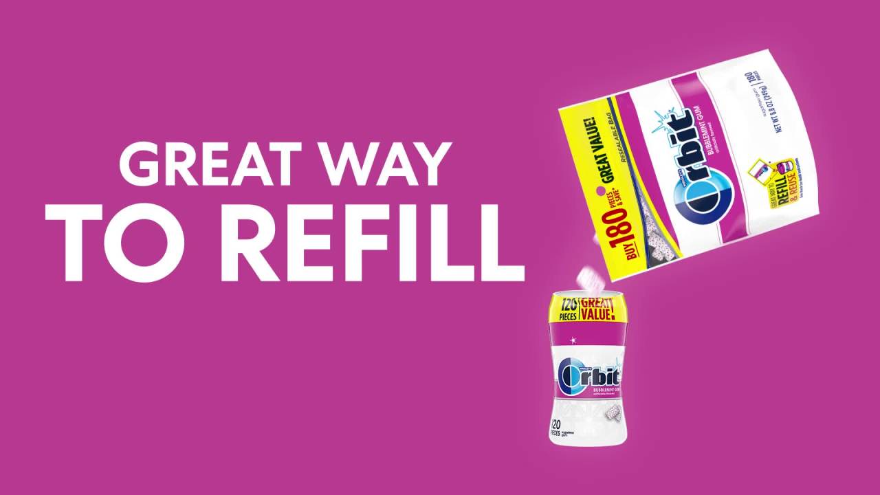 thumbnail video image 2 of Orbit Bubblemint Sugar Free Chewing Gum, Value Pack - 180 Ct Bag, 2 of 13
