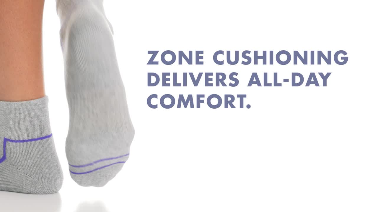 thumbnail video image 2 of Fruit of the Loom Women's Coolzone Half Cushion Ankle Socks 12 Pack, 2 of 4