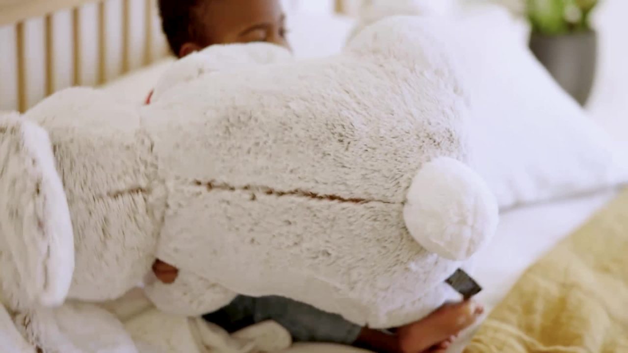 thumbnail video image 2 of Melissa & Doug Jumbo Burrow Bunny Lop-Eared Rabbit Stuffed Plush Animal (21 Inches Tall), 2 of 10