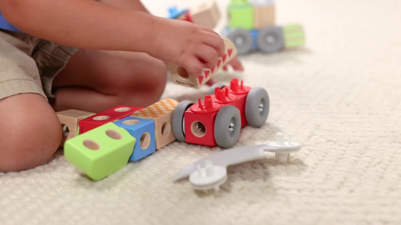 thumbnail video image 2 of Melissa & Doug Blockables™ Vehicles Snap And Play, Mix And Match Connectable Wooden Building Blocks Play Set Toy for Preschool Boys And Girls (54 Pcs) - FSC Certified, 2 of 13