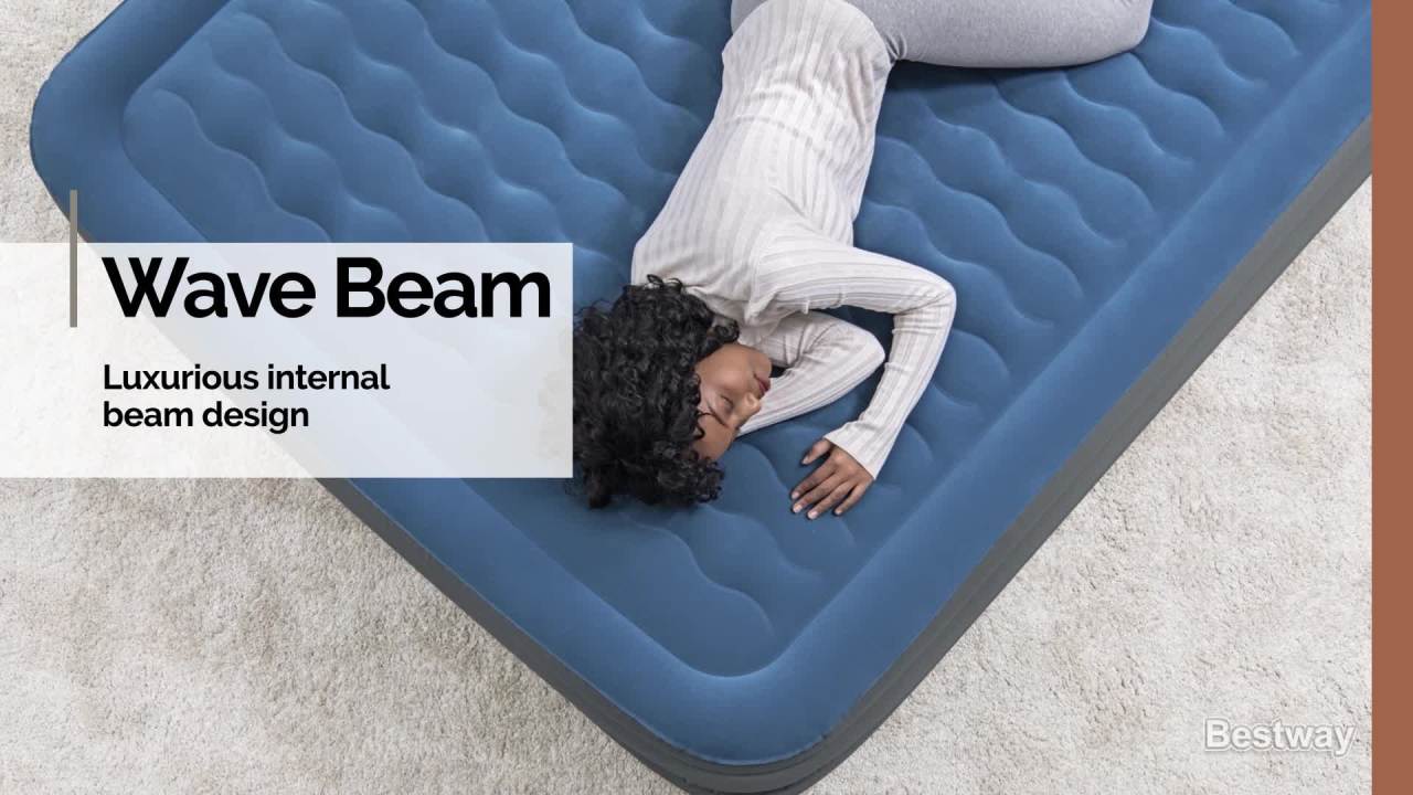 thumbnail video image 2 of Bestway Tough Guard Air Mattress Queen 18" with Built-in AC Pump, 2 of 14