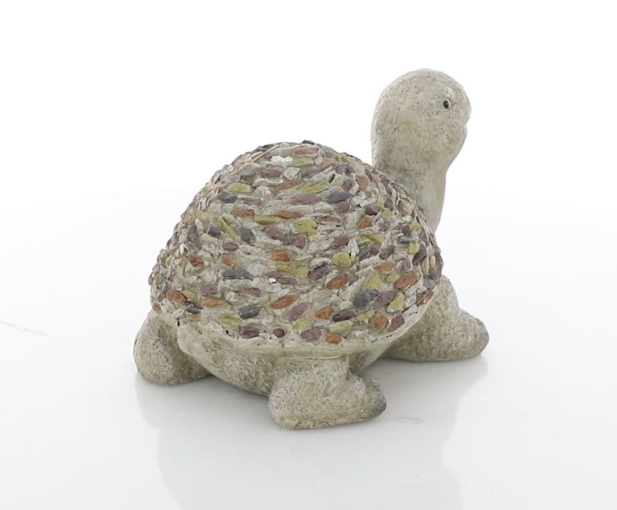 thumbnail video image 2 of DecMode 10" Indoor Outdoor Turtle Garden Sculpture with Stone Mosaic Design, 2 of 9