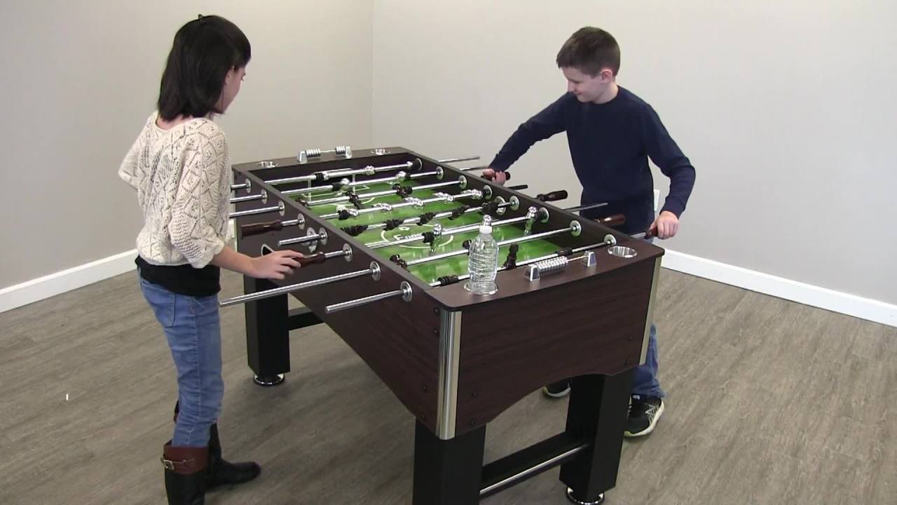 thumbnail video image 2 of Hathaway Primo 56-inch Foosball Table, Wood Grain Finish, 2 of 8