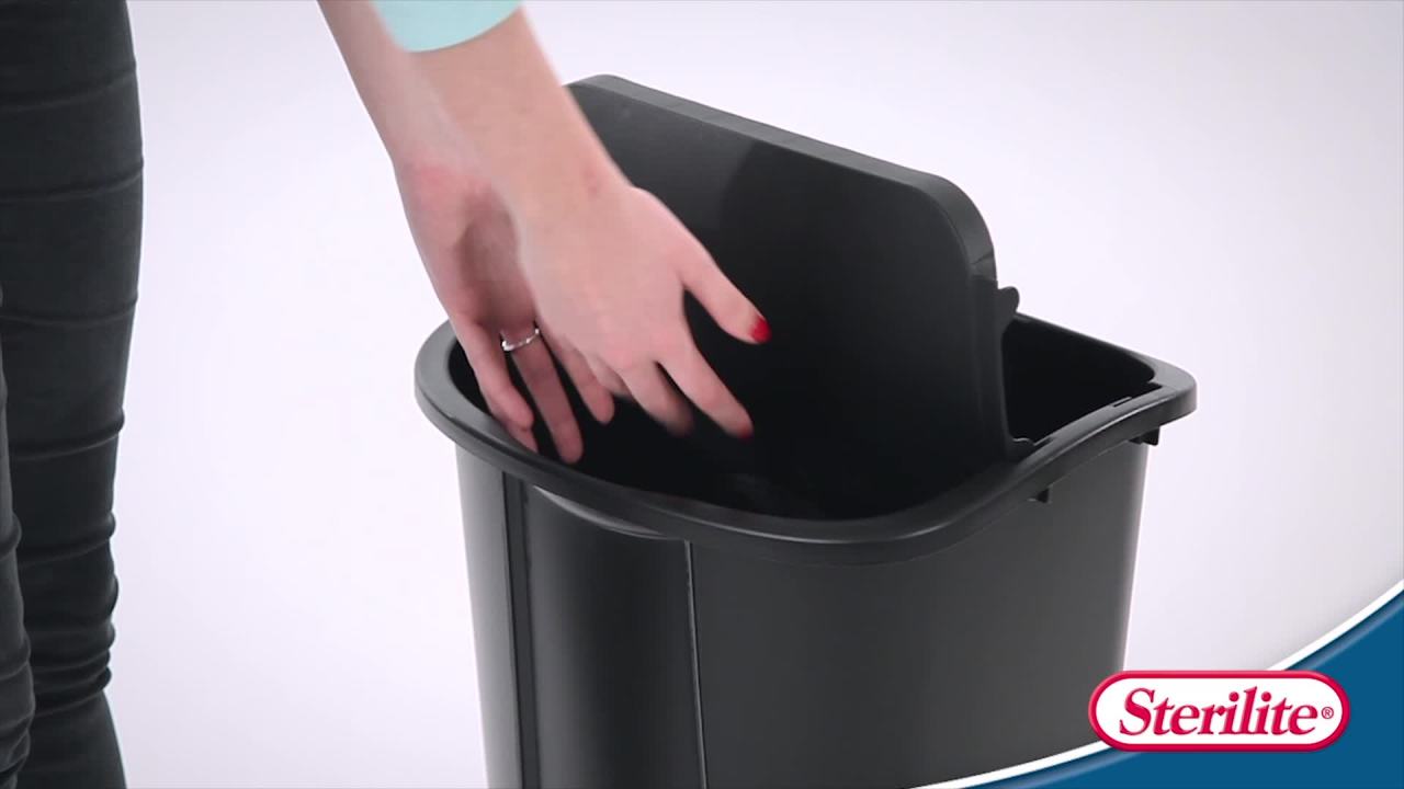 thumbnail video image 2 of Sterilite 11 Gal. SwingTop Wastebasket Black, 2 of 7
