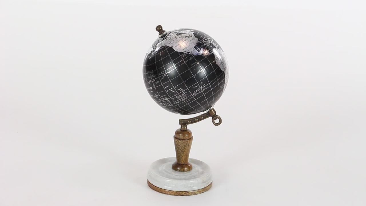 thumbnail video image 2 of DecMode 5" Black Globe with Marble Base, 2 of 10