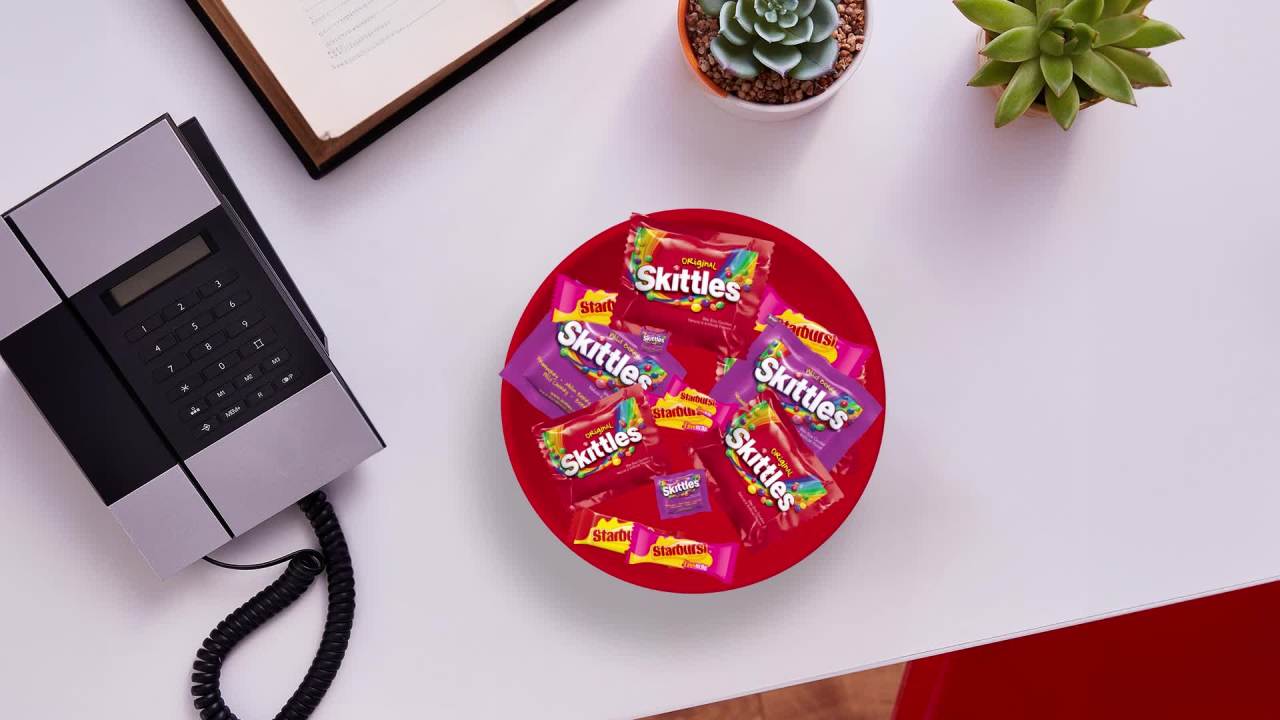 thumbnail video image 2 of (4 pack) Skittles & Starburst Fun Size Chewy Candy Variety Bag - 32.28 oz Jumbo pack, 2 of 15